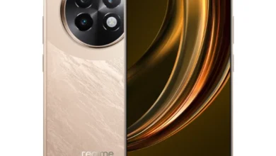 Realme 13+ official image victory gold color.